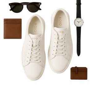 KOIO Capri White Perforated Leather Sneakers Men’s Size 46 Men 13 Made in Italy